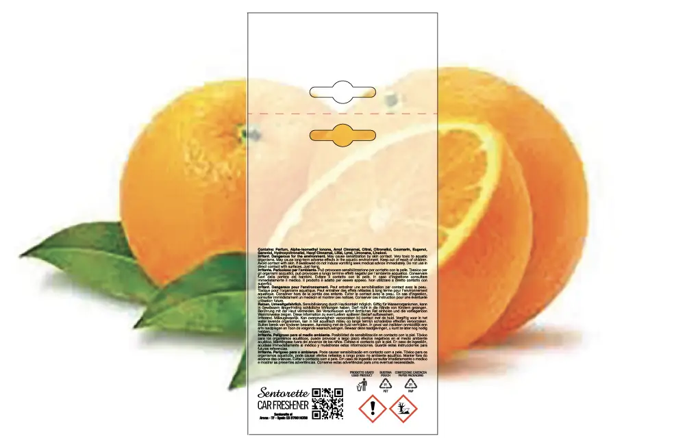 Customized car air freshener packaging template, fragrance:﻿Orange